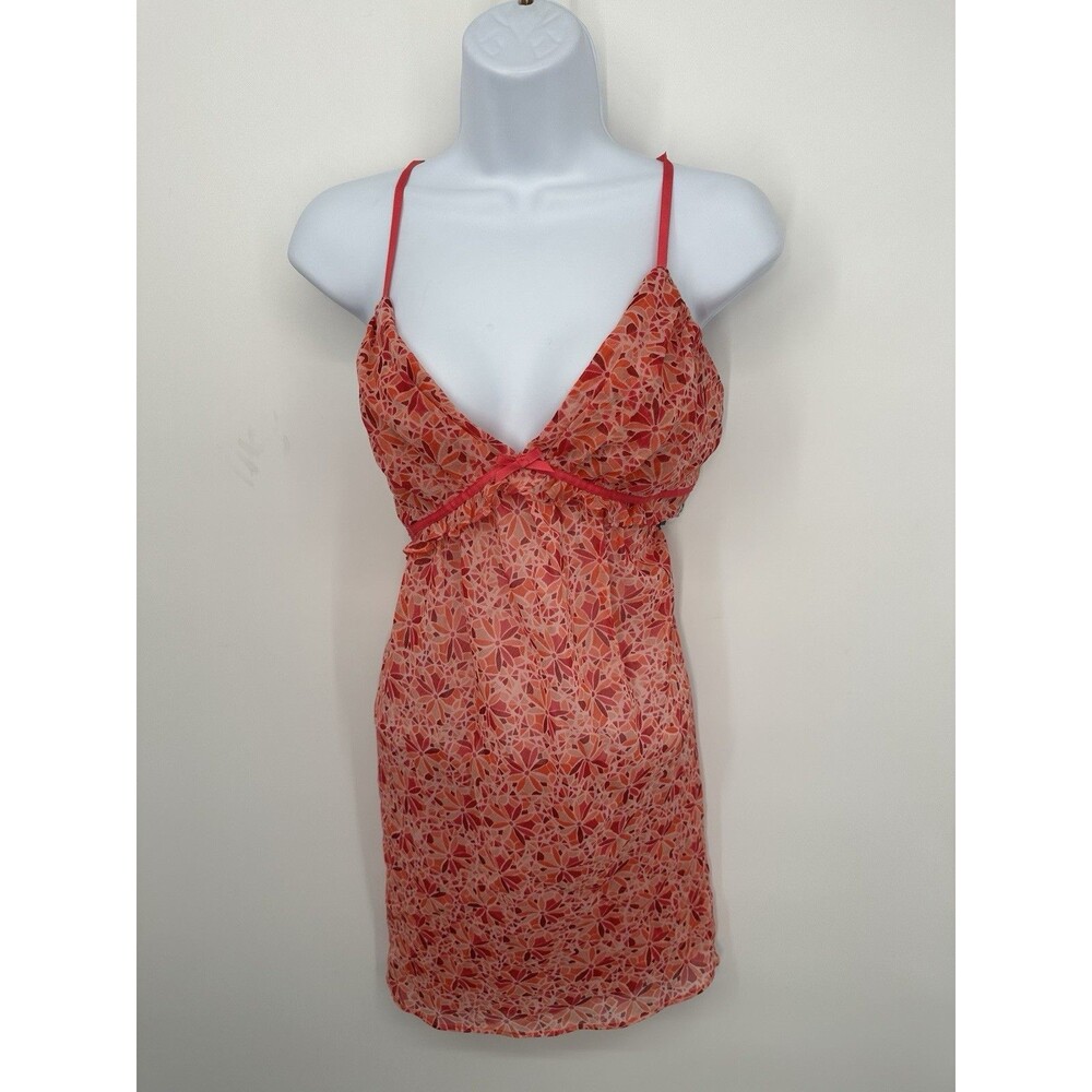 Oscar De La Renta Pink Tarel Kaleidoscope Sheer Nighty Sleepwear Sz. L